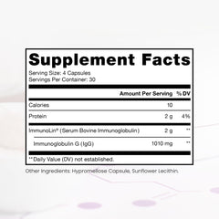 Elite IgG label highlighting high IgG per serving for immune support.
