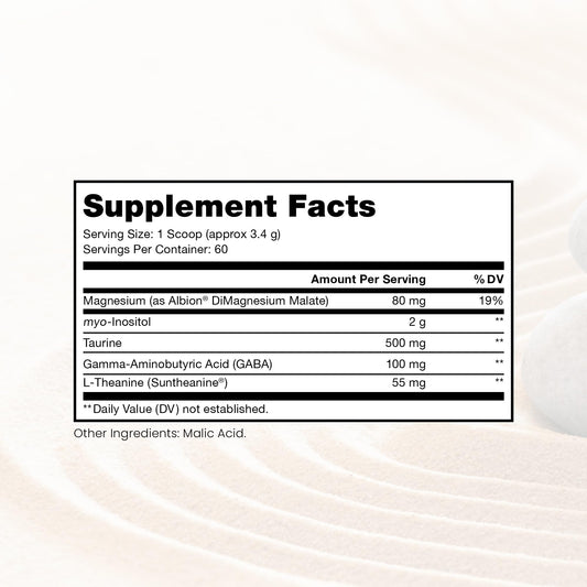 Just Relax label close-up highlighting ingredients for mindful relaxation.