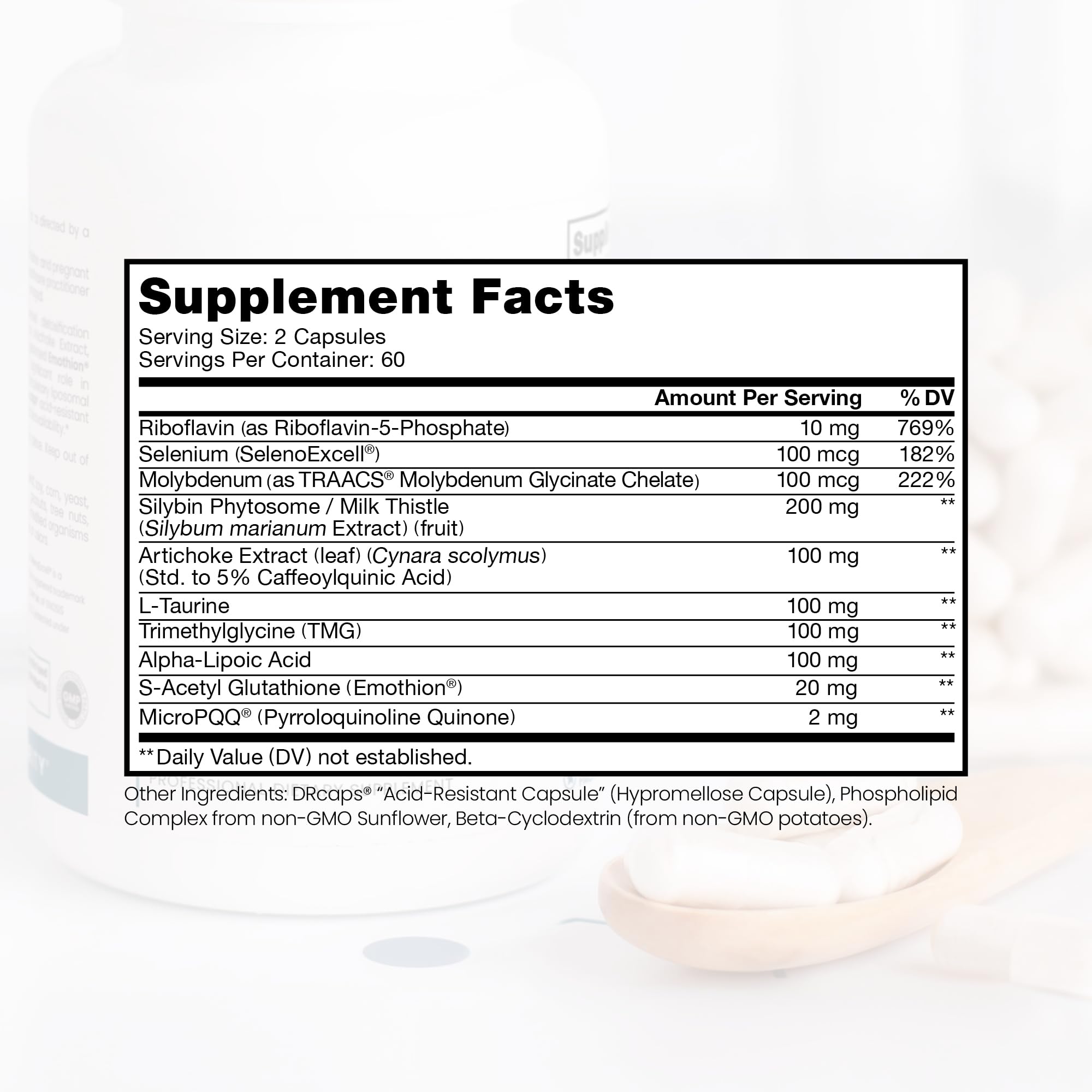 Pure Therapro Rx Liposomal Liver Detox capsules pouring from bottle