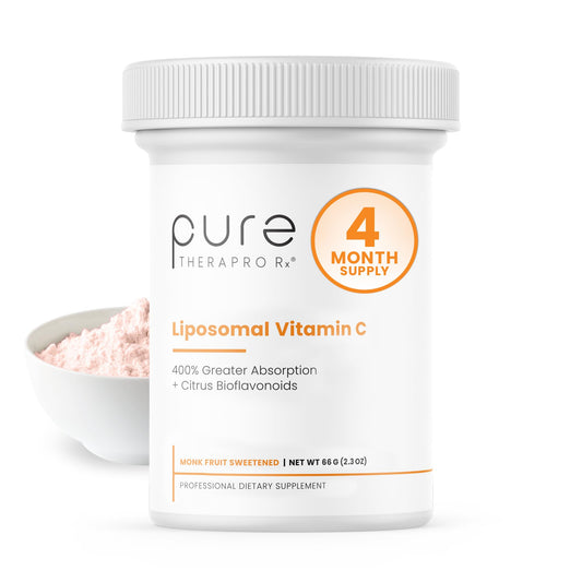 Pure Therapro Rx Liposomal Vitamin C powder bottle pour for easy daily use