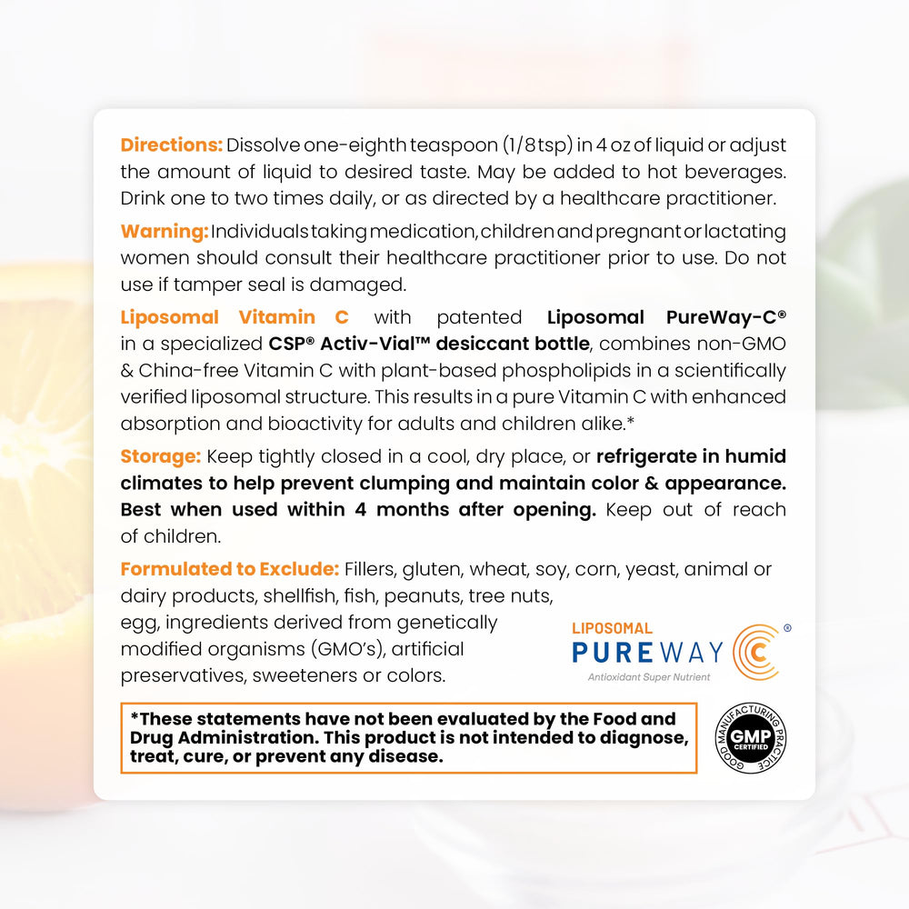 Pure Therapro Rx Liposomal Vitamin C powder being mixed in water