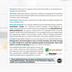 Pure Therapro Rx Methyl B Complete label highlights bioactive folate and B vitamins.