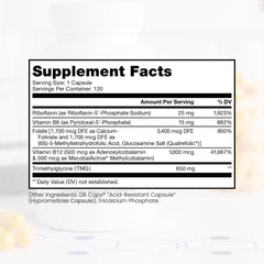 Close view of Pure Therapro Rx Methylated B Complex capsules being poured