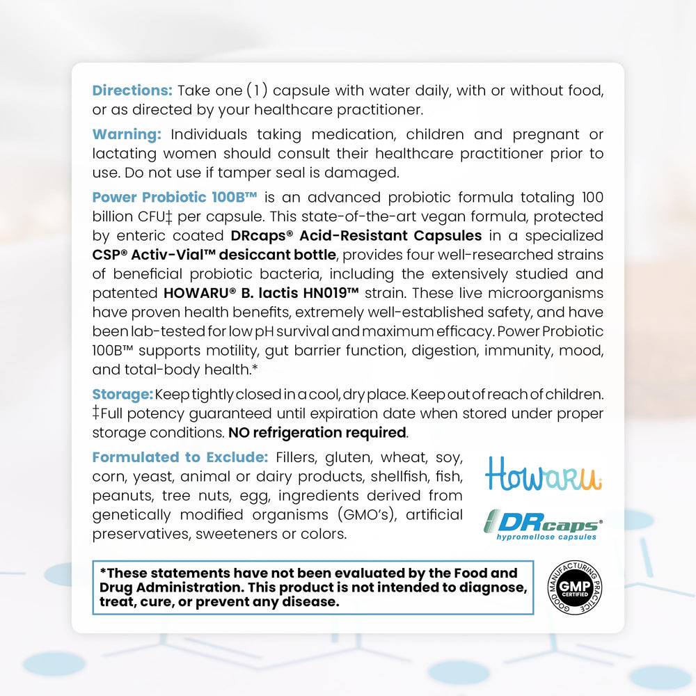DRcaps capsules protect Pure Therapro Rx Power Probiotic 100B through stomach acid