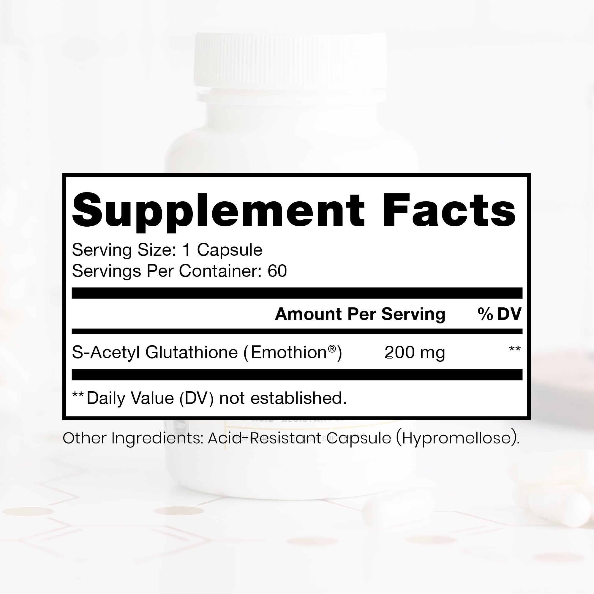 Pure Therapro Rx S-Acetyl Glutathione Gold capsules highlighting 200 mg potency.