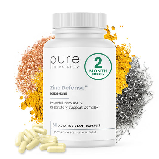 Pure Therapro Rx Zinc Defense bottle front with 60 vegan capsules for daily wellness