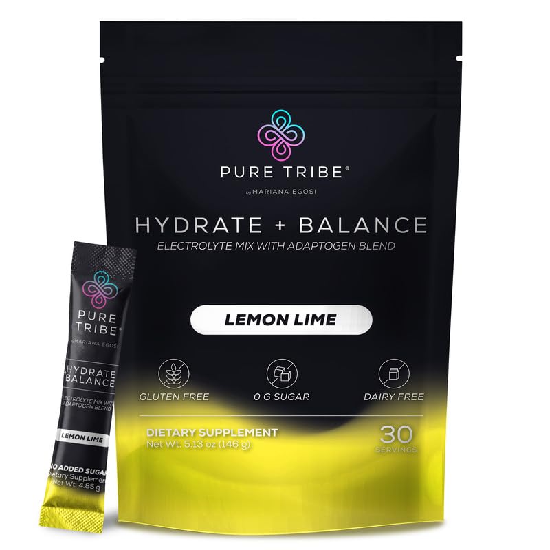 Pure Tribe instant hydration lemon lime packet front for on the go hydration