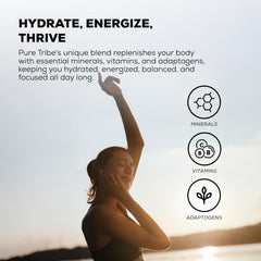 PURE TRIBE Watermelon Hibiscus packet dissolving in water for easy hydration.