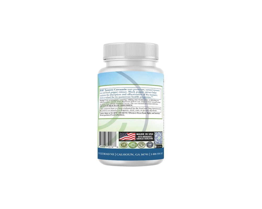 PURE Turmeric Curcumin bottle suggesting ongoing joint mobility for an active lifestyle.