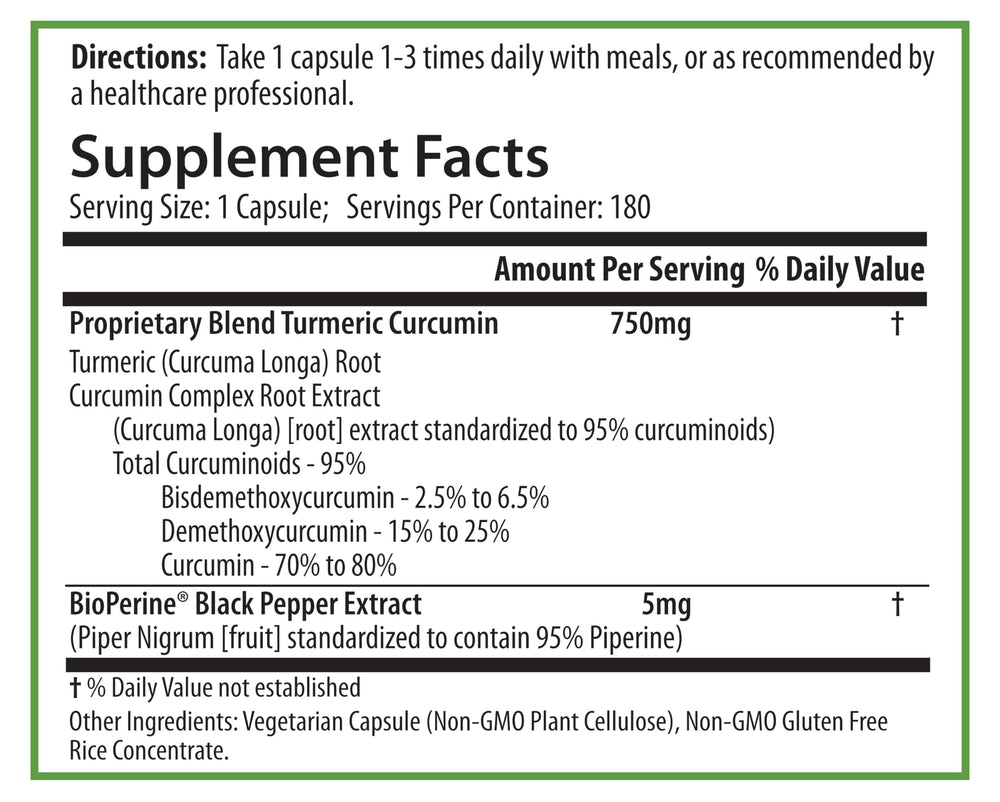 PURE Turmeric Curcumin Made in USA label signaling quality and value.