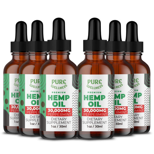Pure Wellness Organic Hemp Seed Oil bottle with peppermint flavor for daily comfort