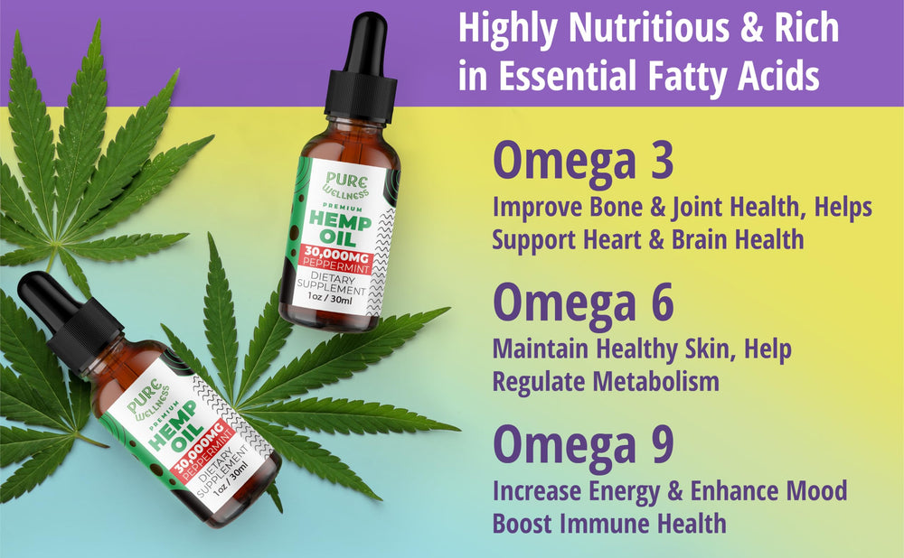 Close-up of peppermint-infused hemp oil drops by Pure Wellness