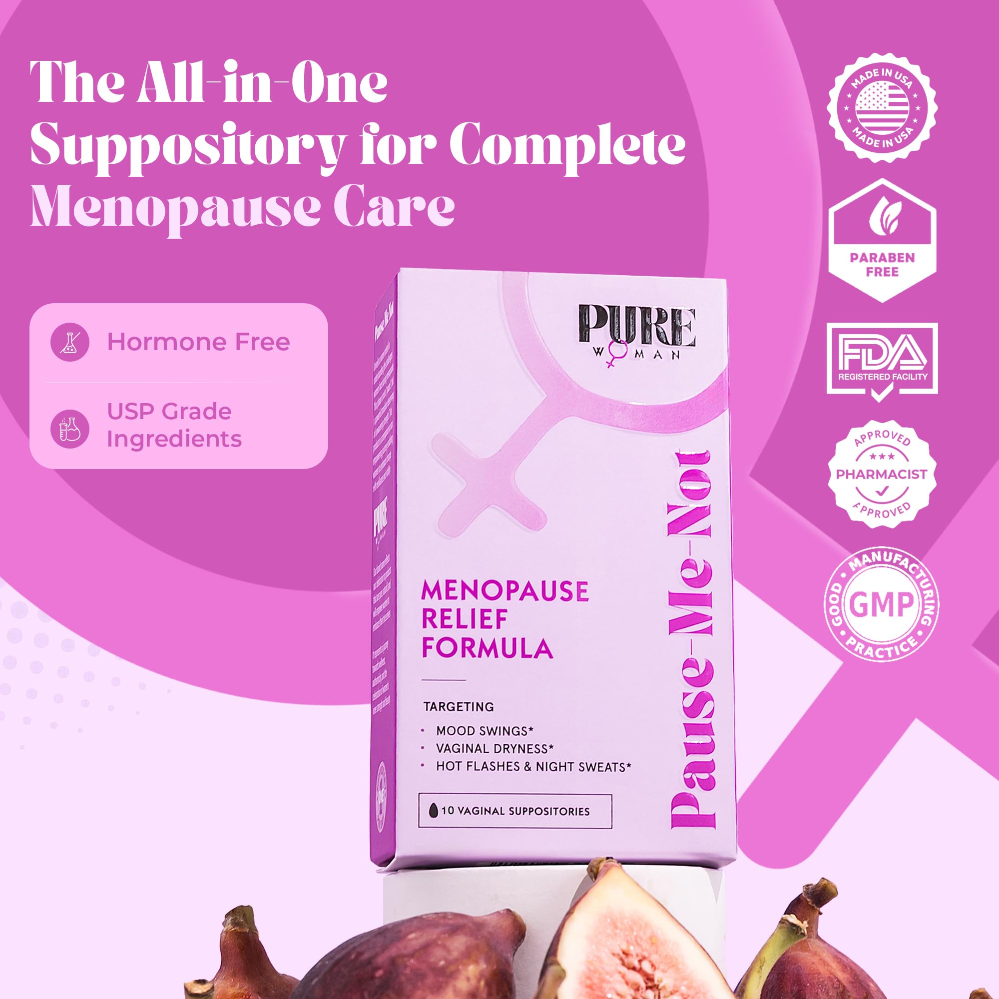 PURE WOMAN Pause-Me-Not box open with a 10-pack ready to use