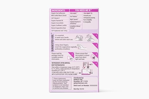 PURE WOMAN Pause-Me-Not suppositories close-up highlighting plant-based formula