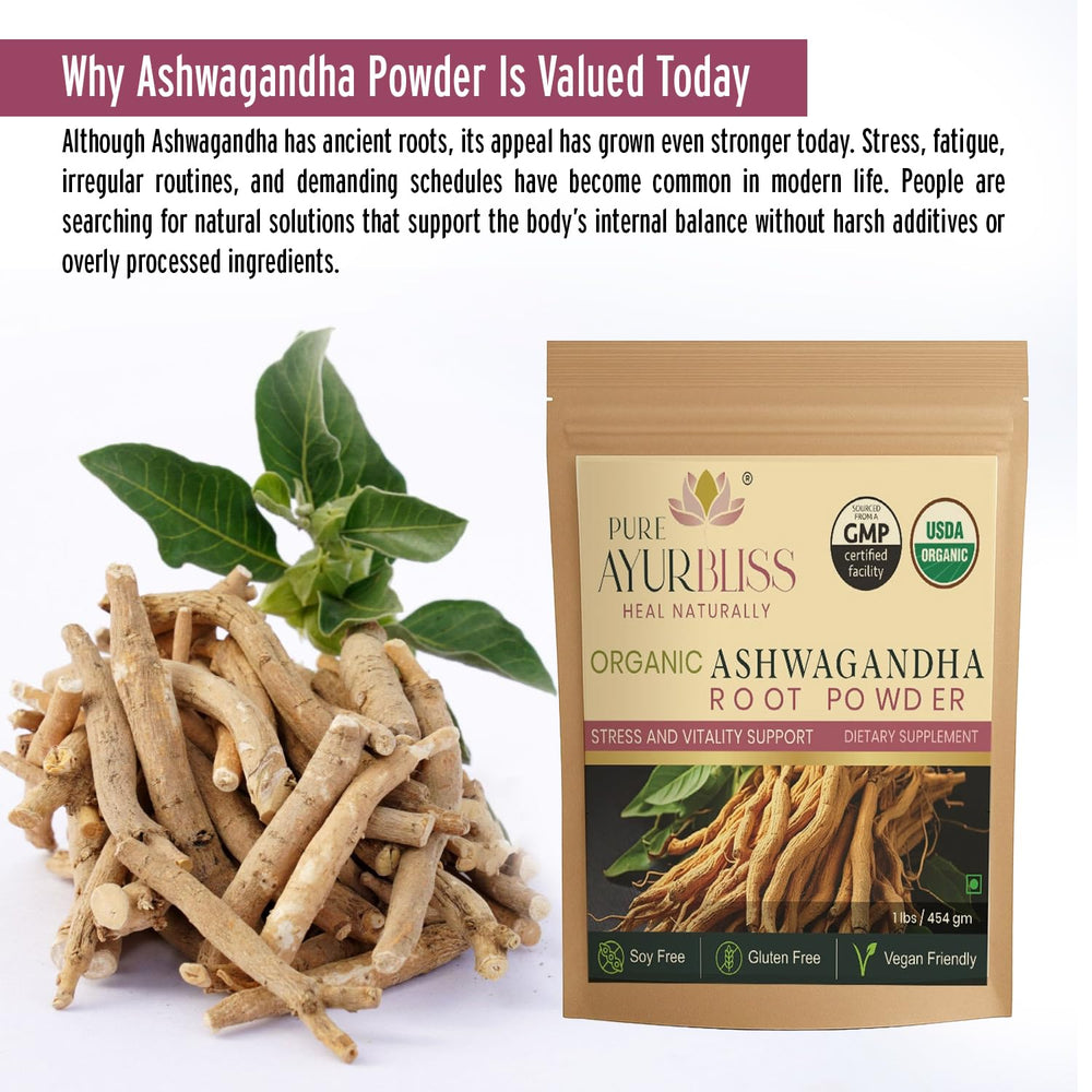PureAyurbliss Organic certification seal signals quality and purity.