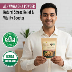 PureAyurbliss Ashwagandha powder scoop for precise daily servings.