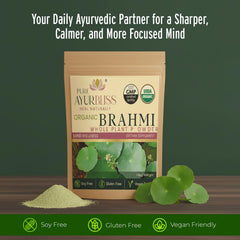 PureAyurbliss Brahmi powder scoop for daily cognitive rituals.