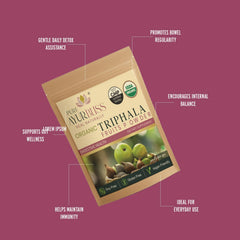PureAyurbliss Triphala powder ready for gentle daily detox routines.