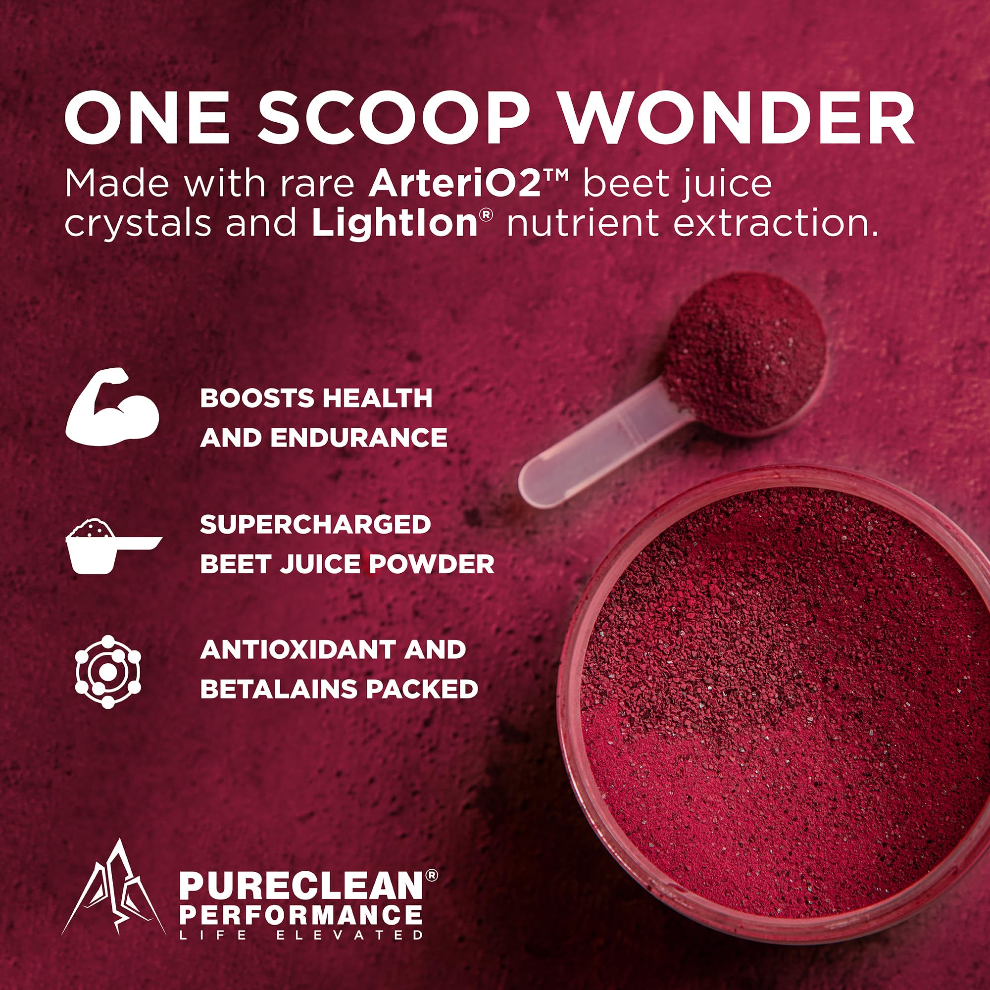 PureClean Beet Premium jar closeup highlights rich red color and purity.