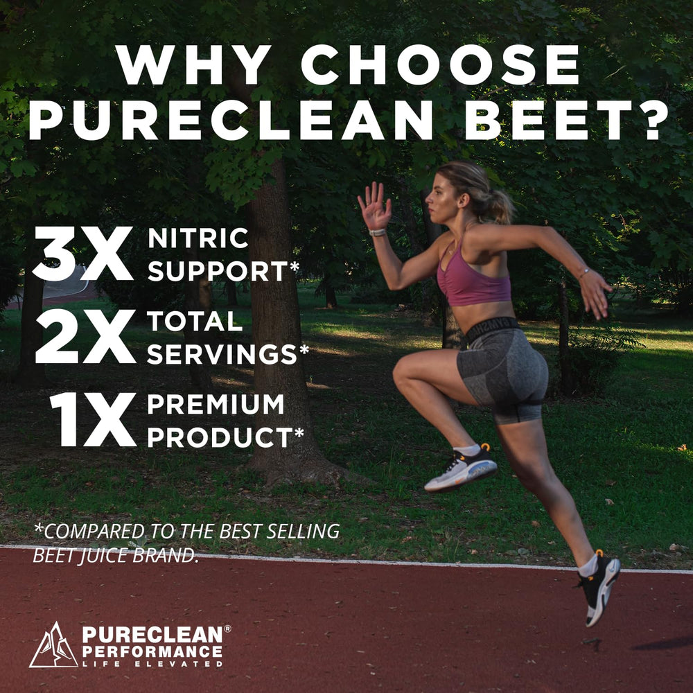 PureClean Beet Premium label scene communicates organic, vegan, and gluten-free claims.