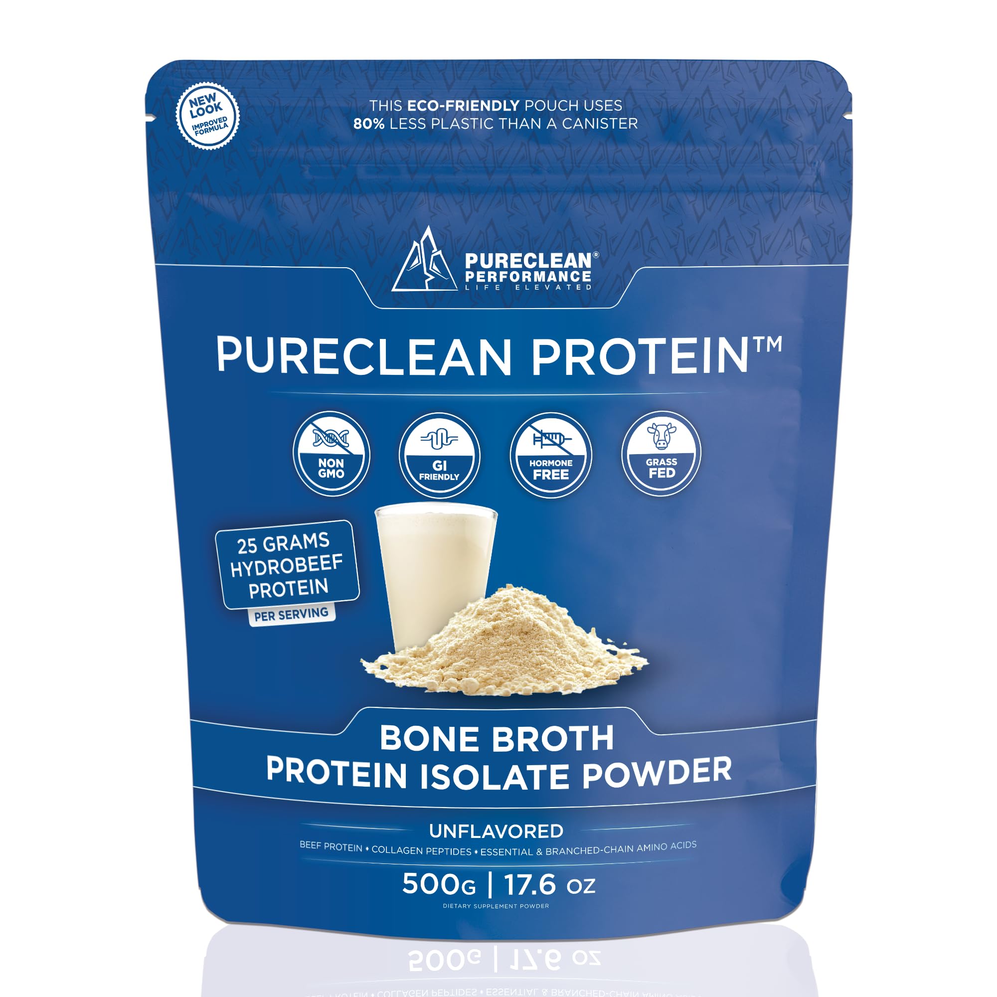 PureClean Protein packshot with beef and collagen isolate powder for muscle support