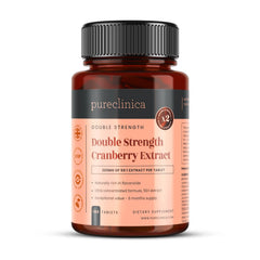 Pureclinica cranberry extract tablets bottle showing 10k strength for daily wellness