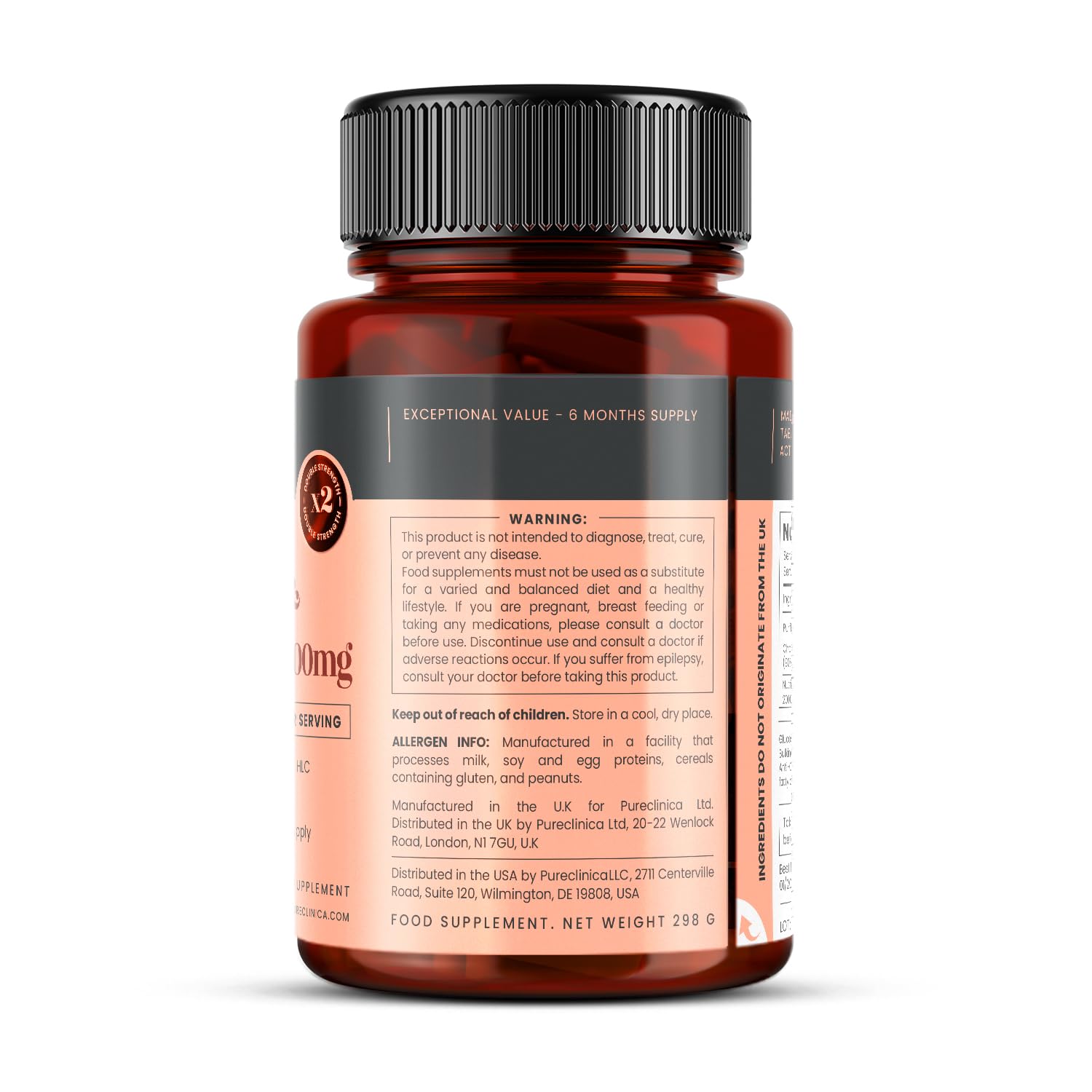 Pureclinica daily-use bottle highlighting easy dosage.