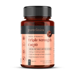 PureClinica Fermented CoQ10 300mg bottle for a 3-month daily routine.