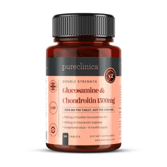 Pureclinica glucosamine HCL and chondroitin 1500mg tablet close-up for daily joint support.