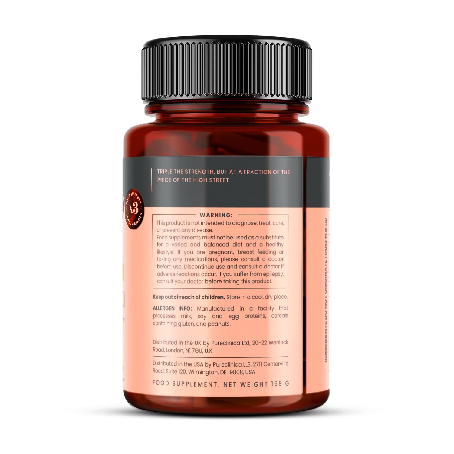 Pureclinica bulk-pack six bottles image implies economical ongoing supplementation