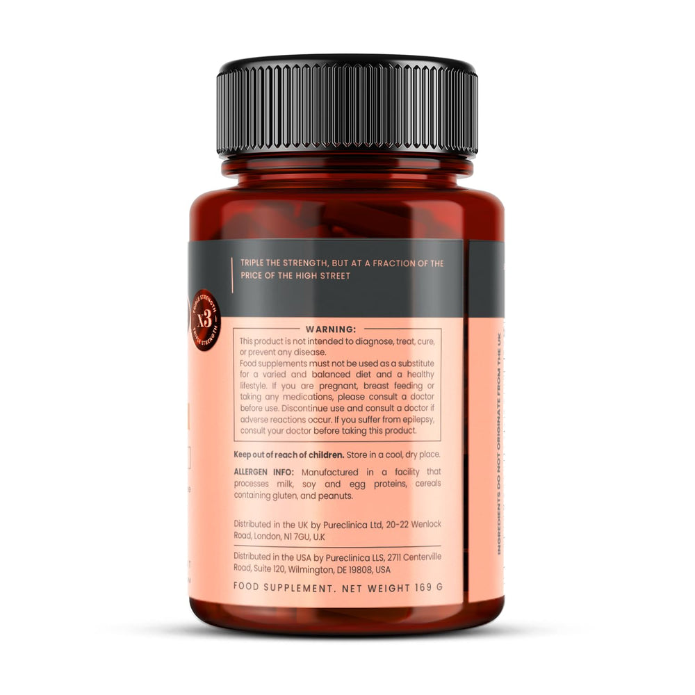 Pureclinica bulk-pack six bottles image implies economical ongoing supplementation