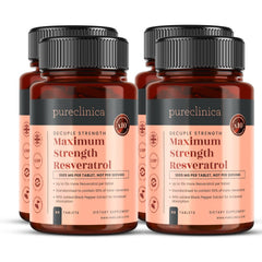 Pureclinica Maximum Strength Resveratrol bottle close-up for high-potency daily use