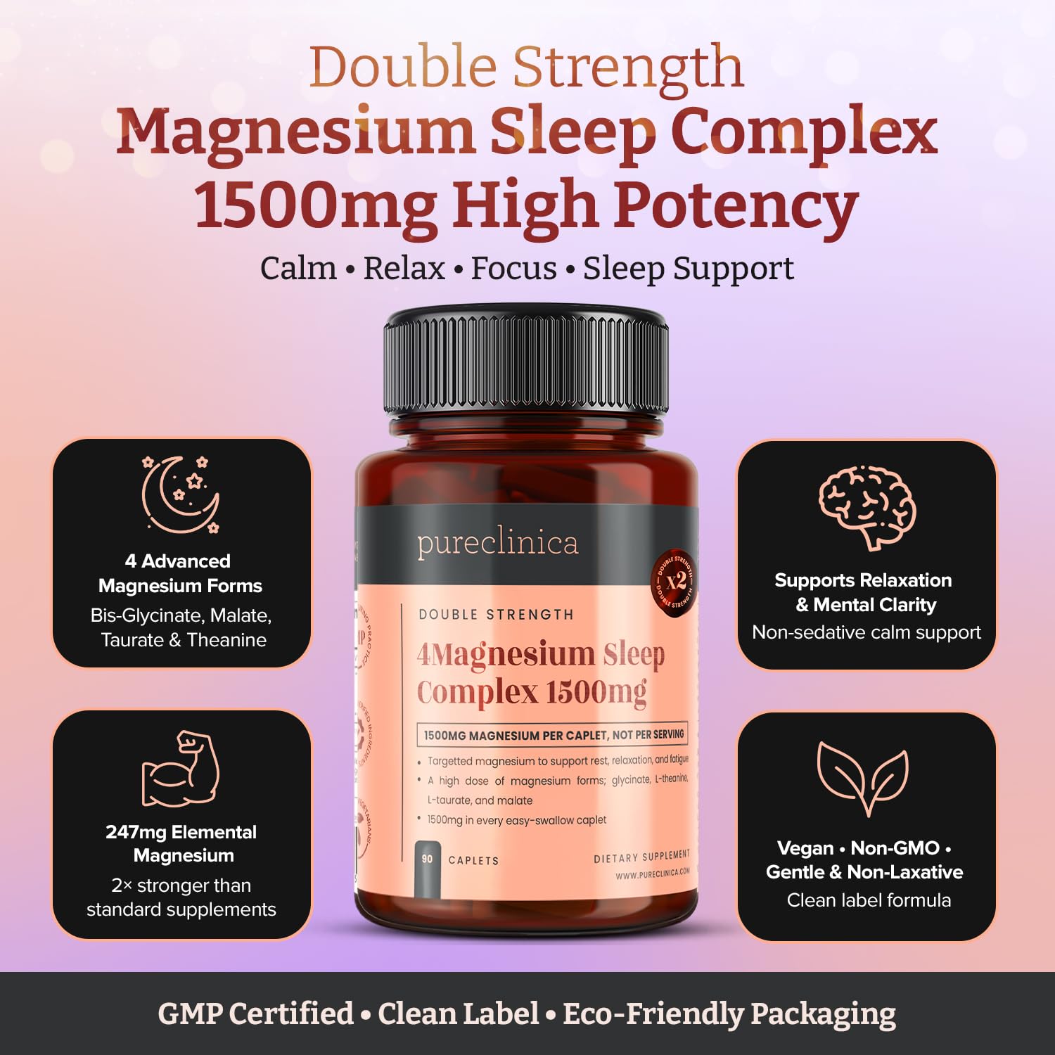 PureClinica non-GMO gluten-free vegan claim image indicating clean ingredients