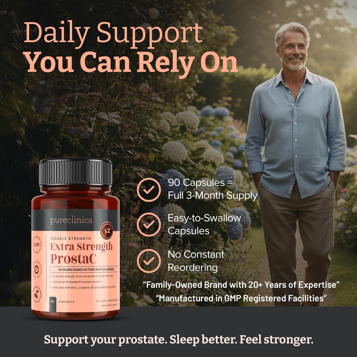 Nettle Root extract in ProstaC bottle for overall wellness