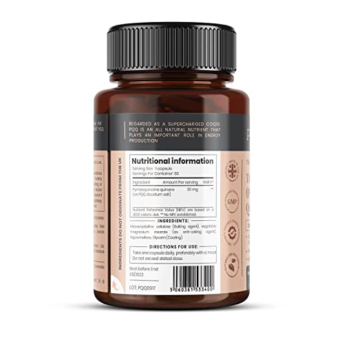PureClinica PQQ capsules close-up showing vegan, non-GMO formula