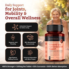 PureClinica turmeric packaging highlighting black pepper extract for absorption