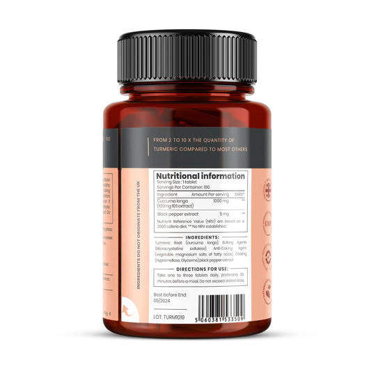 PureClinica turmeric 1000 mg tablet close-up highlighting compact, easy-to-swallow design.