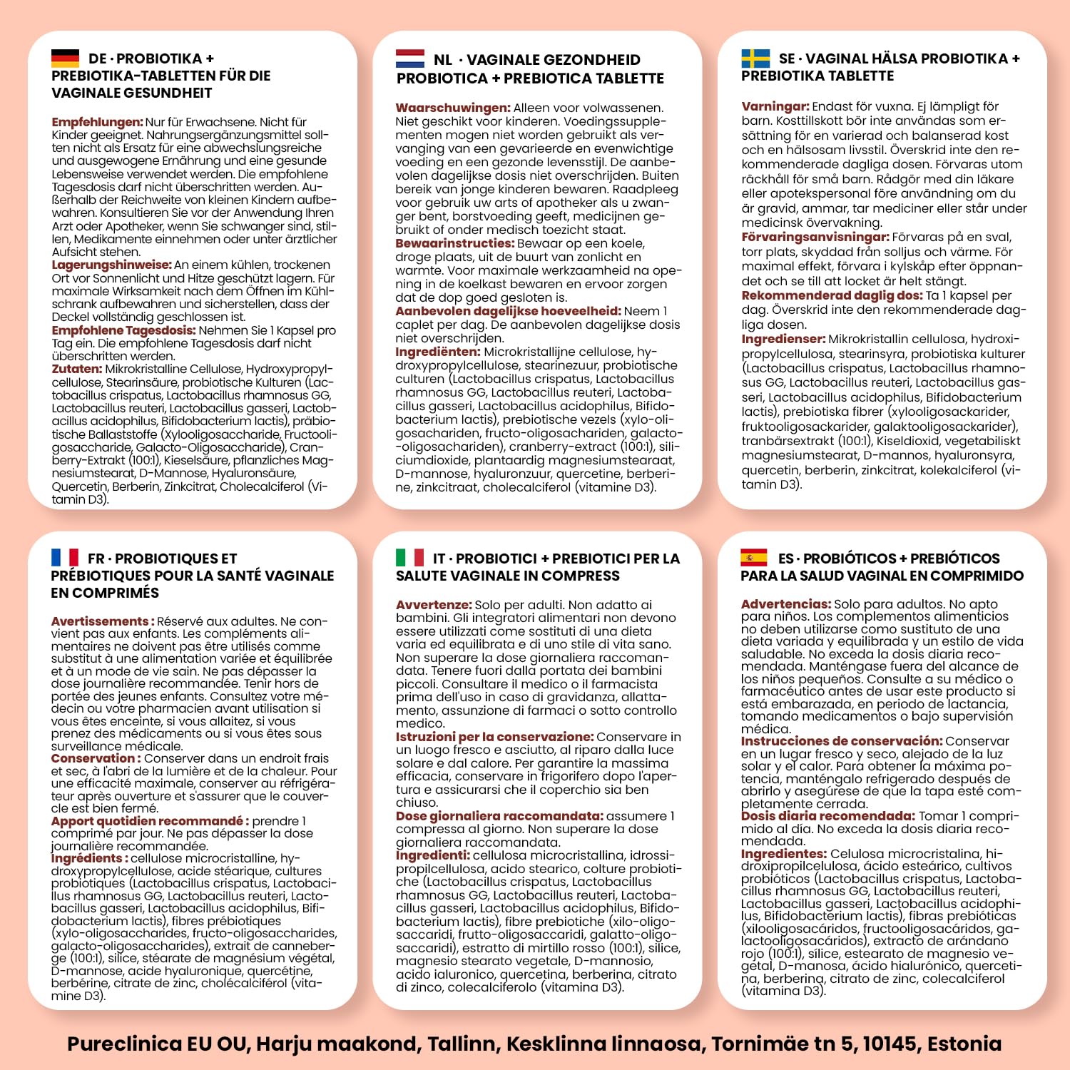 PureClinica Veev Intimate Flora ingredient graphic highlighting prebiotics and probiotics