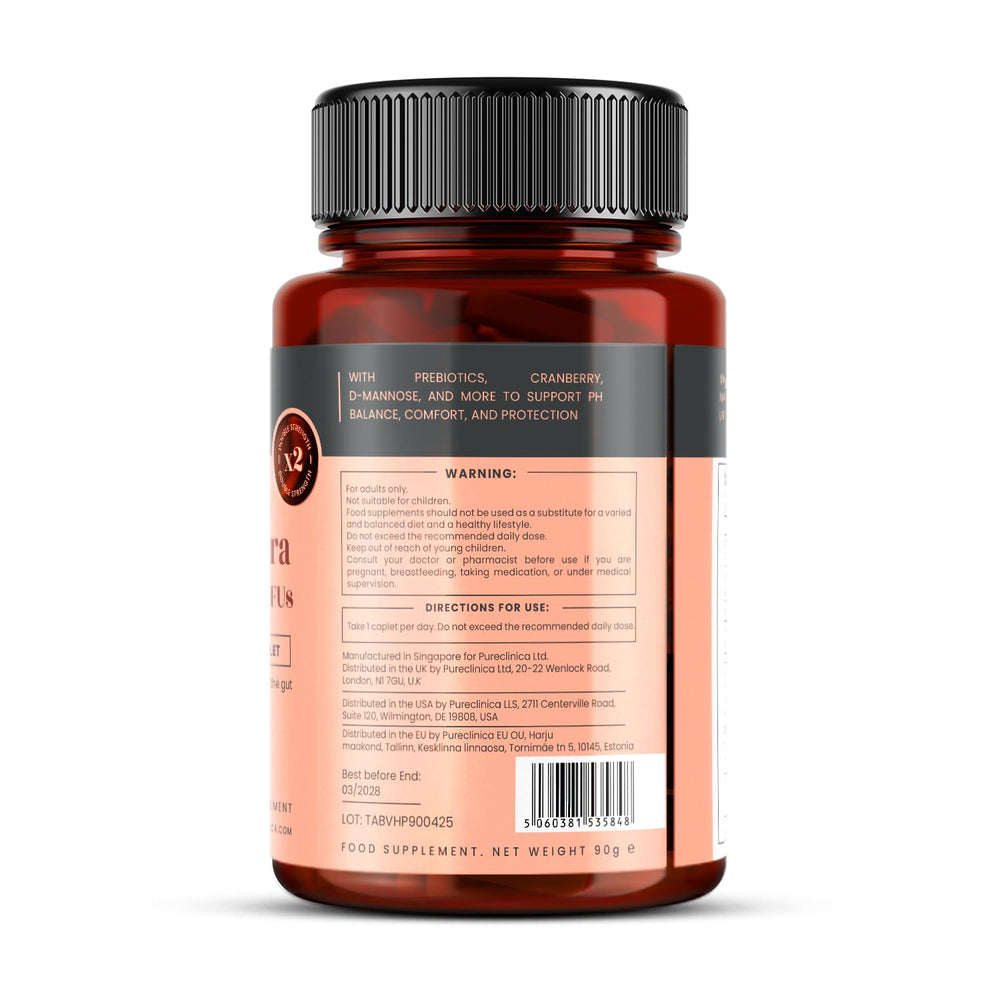 PureClinica Veev Intimate Flora label shot conveying trust and GMP quality