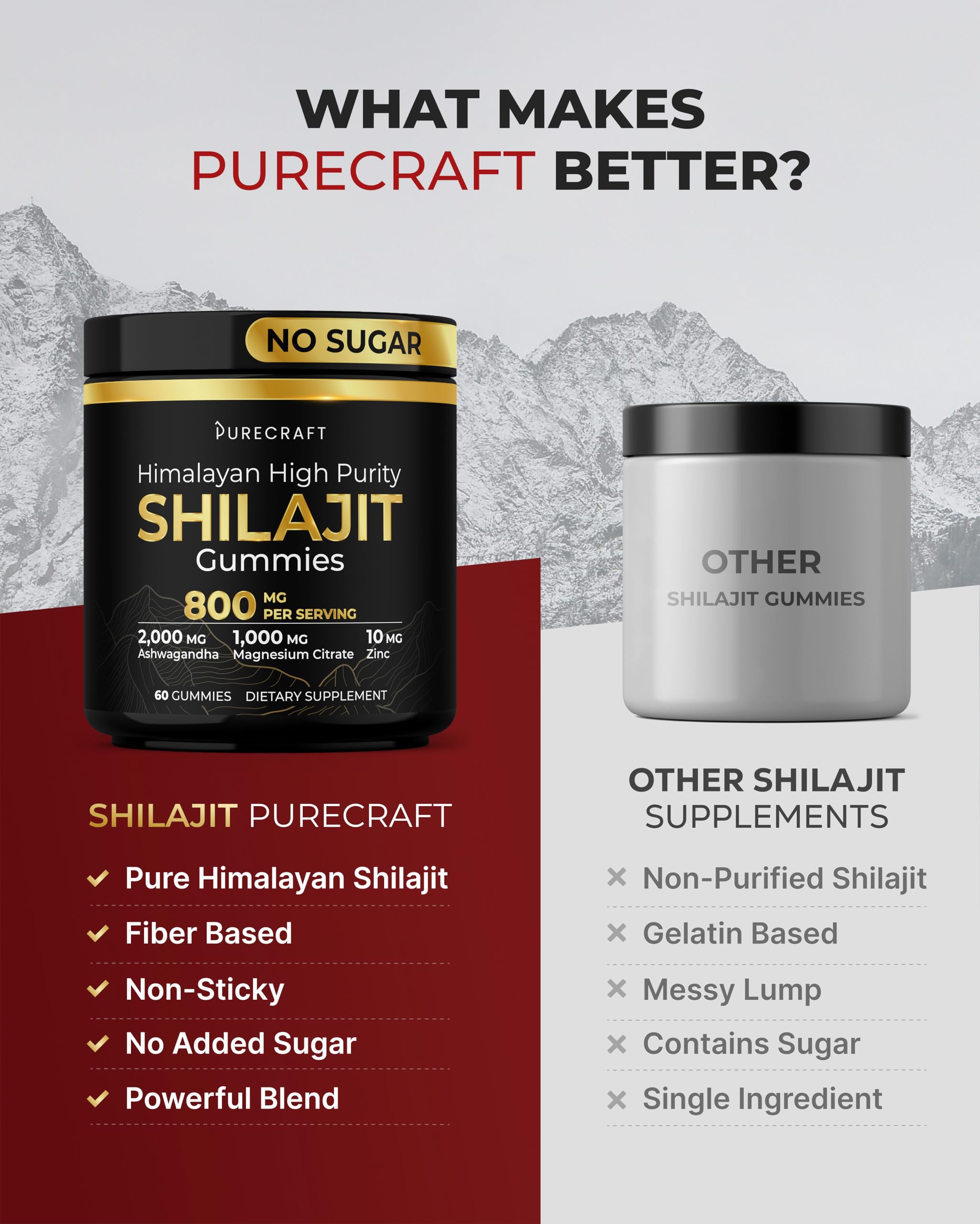 PURECRAFT Vegan non-GMO sugar-free badge on packaging front.