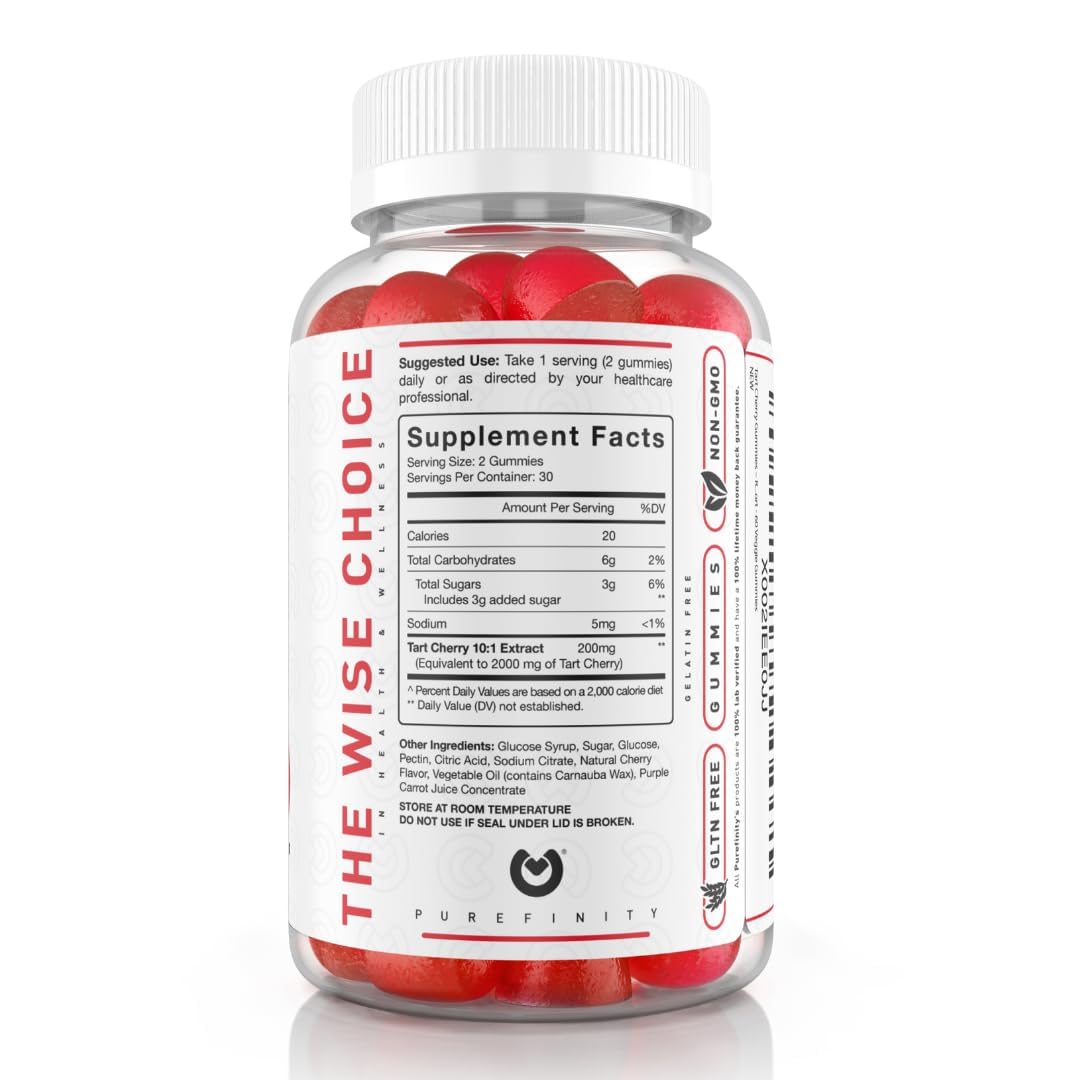 PUREFINITY Tart Cherry Gummies active lifestyle; supports joint comfort after workouts