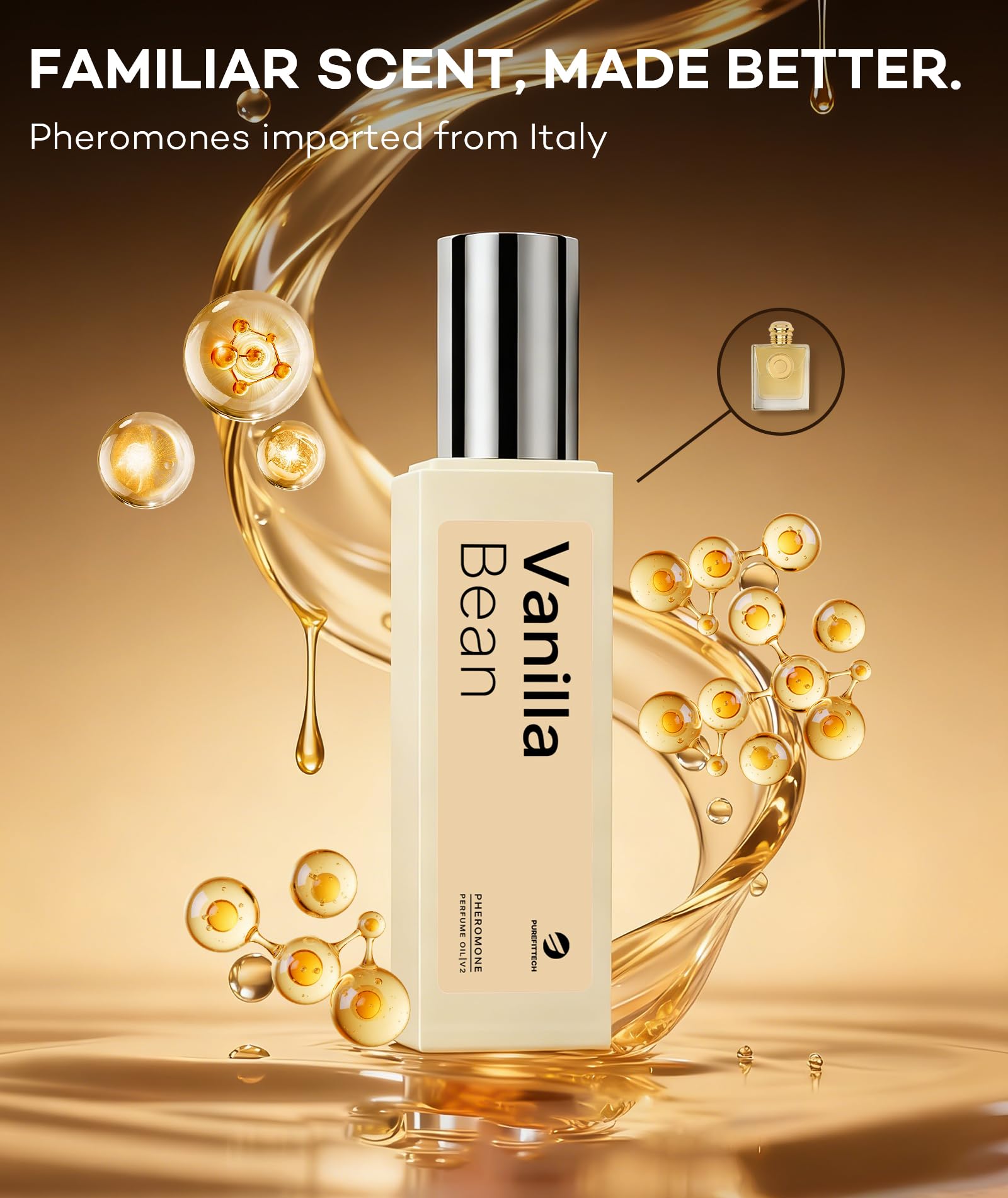 Purefittech authentic pheromone formula highlighted in this product image