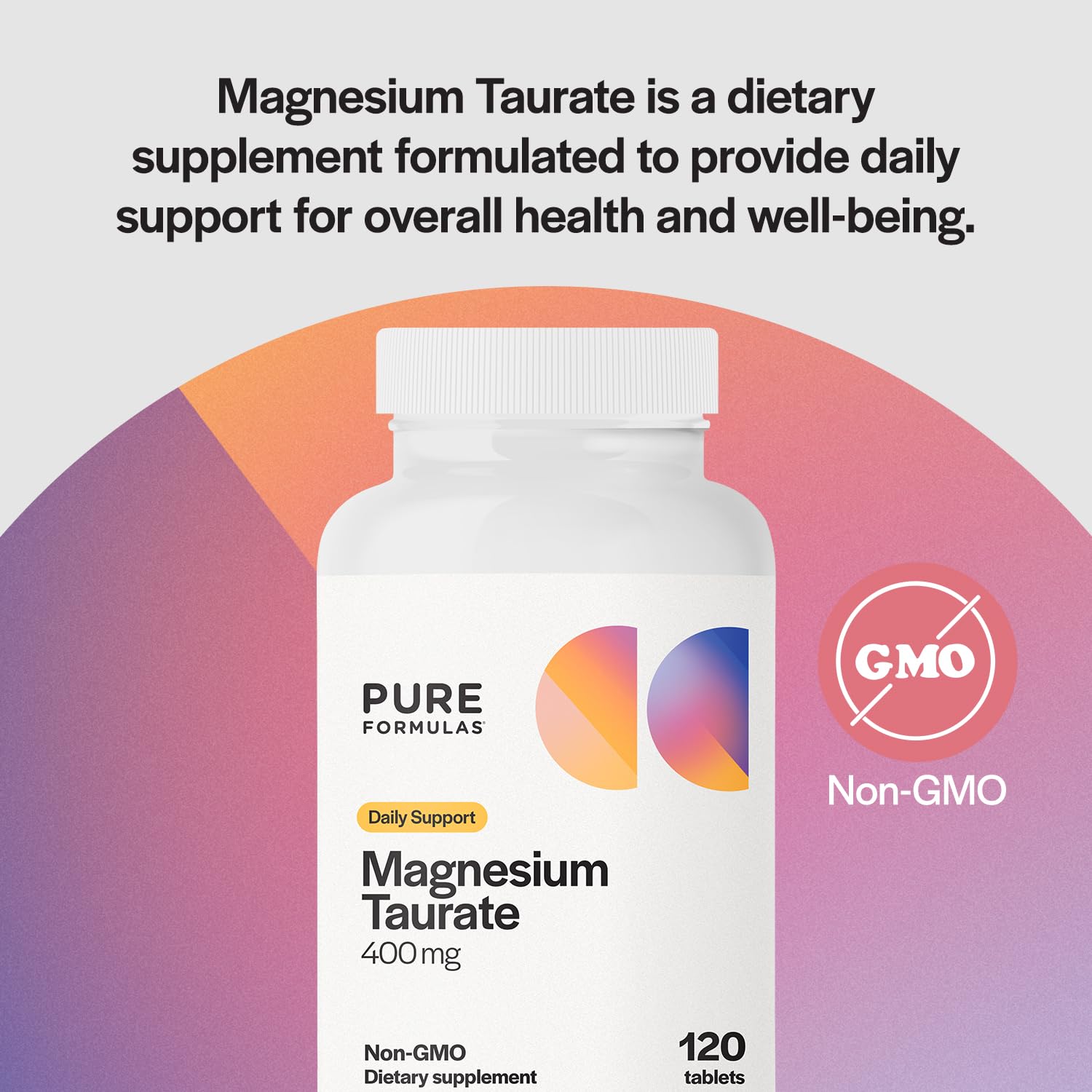 PureFormulas Magnesium Taurate 400mg tablets shown for easy daily supplementation.