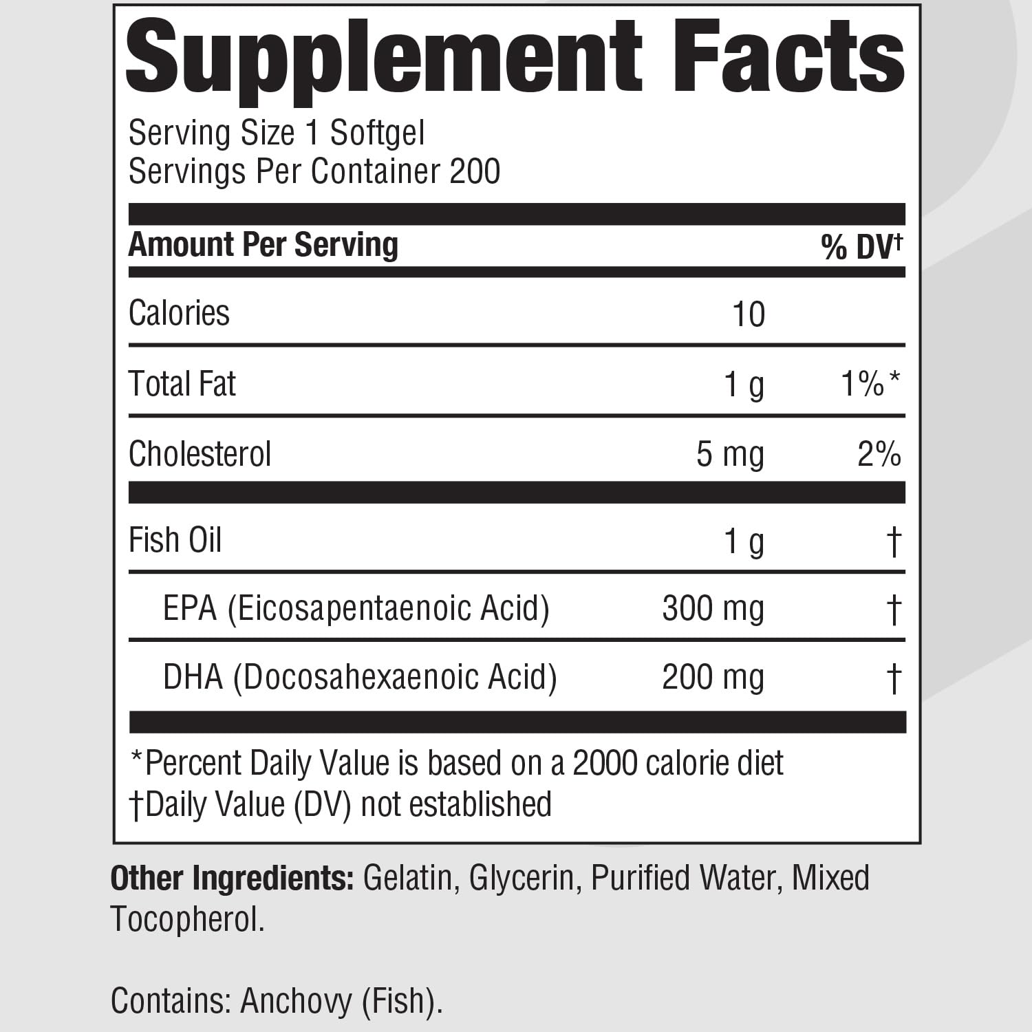 PureFormulas omega-3 label closeup, highlighting EPA and DHA per serving.