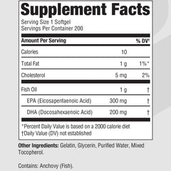PureFormulas omega-3 label closeup, highlighting EPA and DHA per serving.