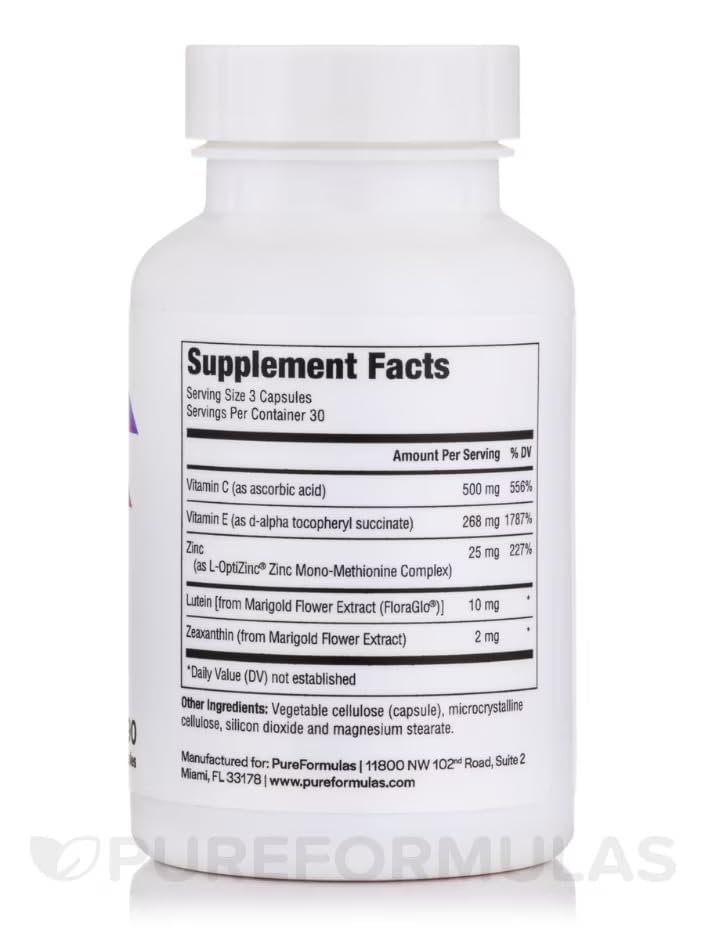 PureFormulas Pure Eye Support on shelf reflecting USA-manufactured quality