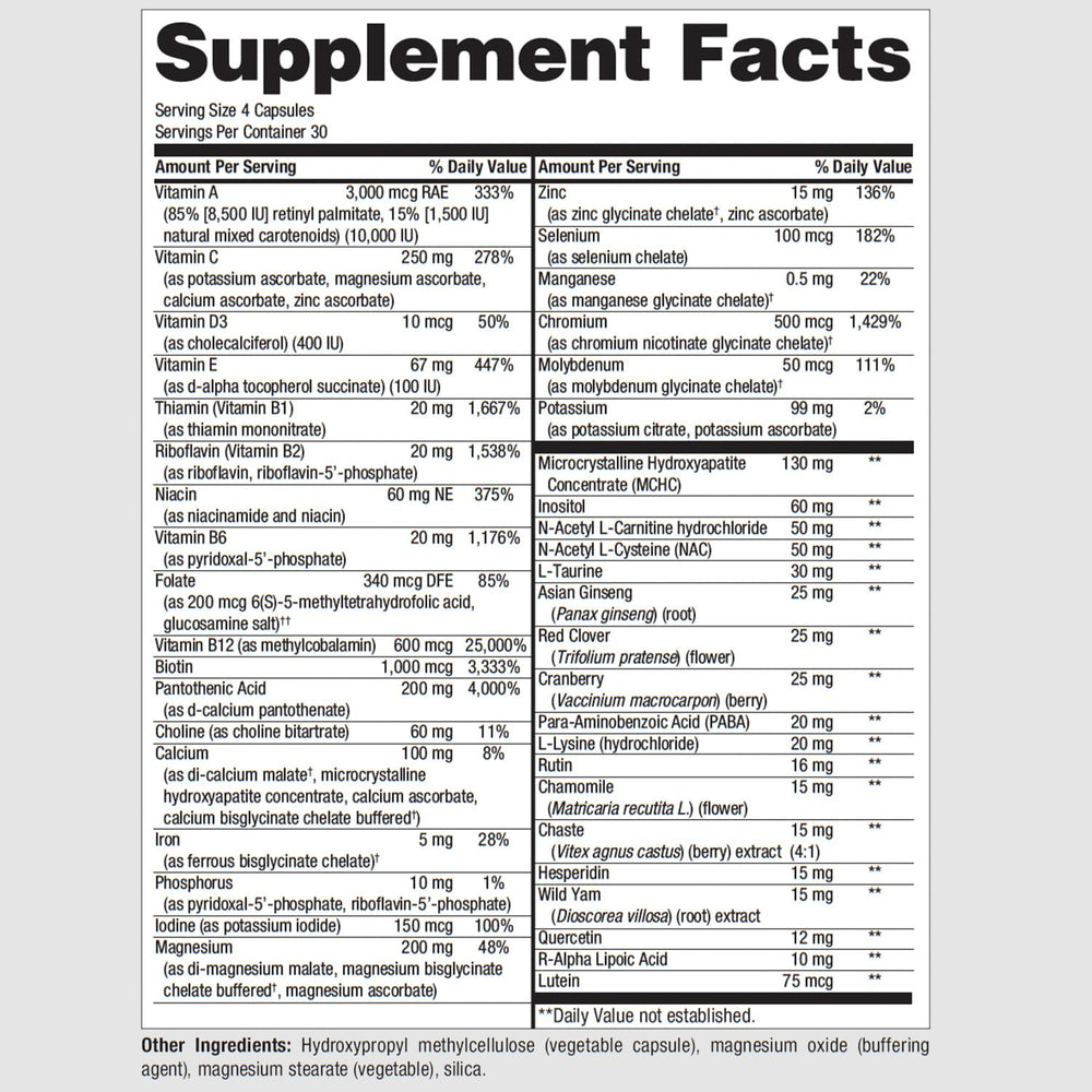 PureFormulas PureMulti for Women capsules offer convenient daily support.