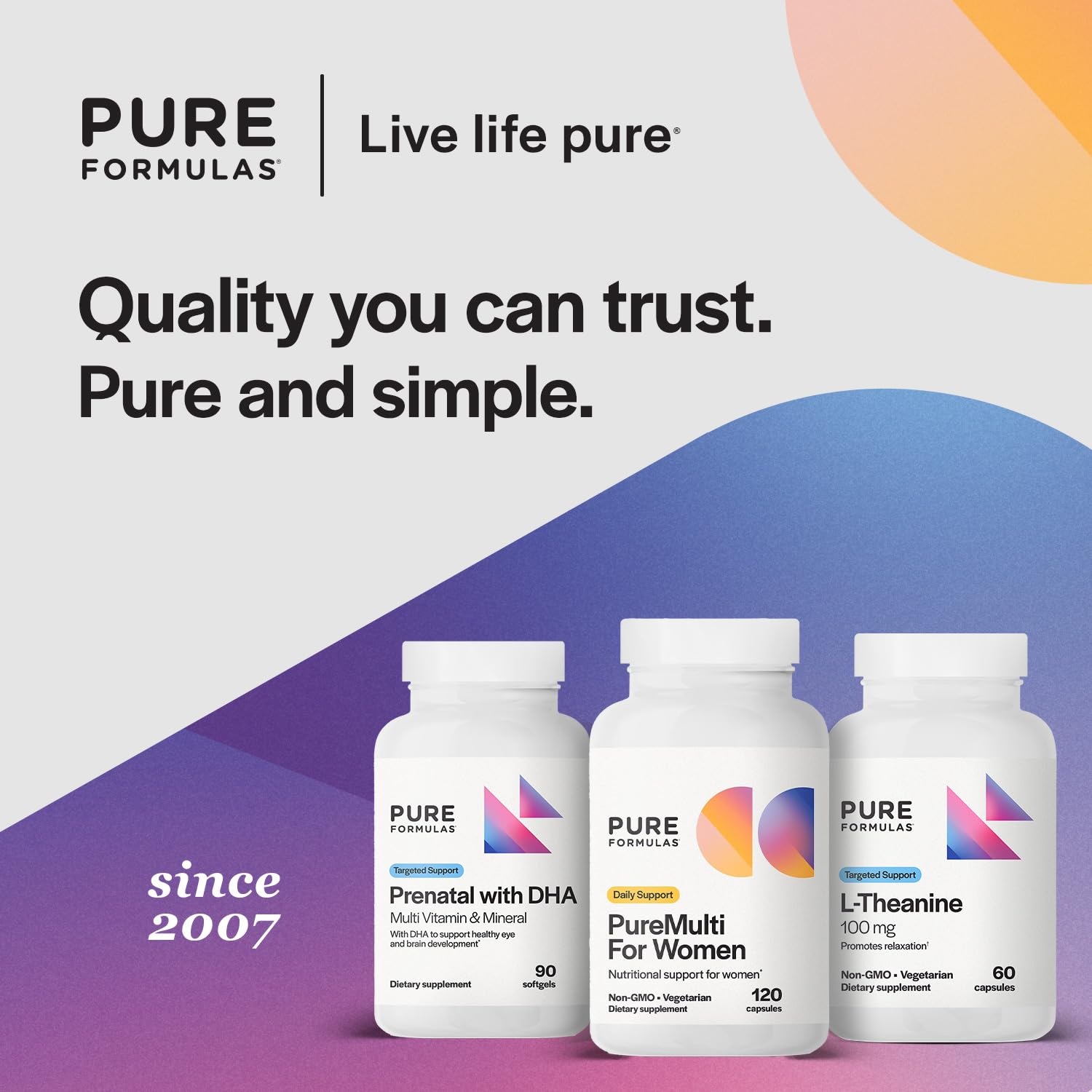PureFormulas PureMulti herbal blend highlights ginseng and chamomile for balance.