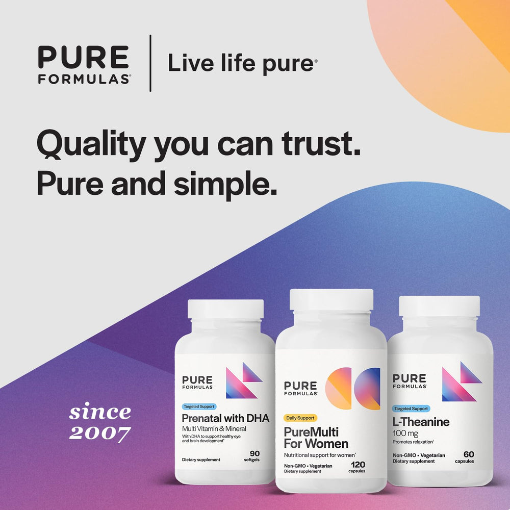 PureFormulas PureMulti herbal blend highlights ginseng and chamomile for balance.