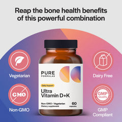 PureFormulas Vitamin D3 K2 5000 IU packaging scene communicates quality and USA manufacturing.